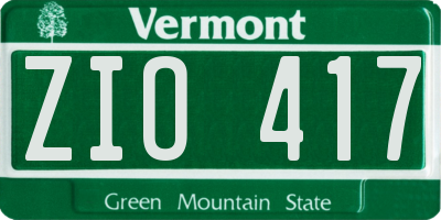 VT license plate ZIO417