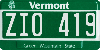 VT license plate ZIO419