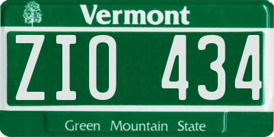 VT license plate ZIO434