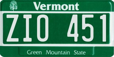 VT license plate ZIO451