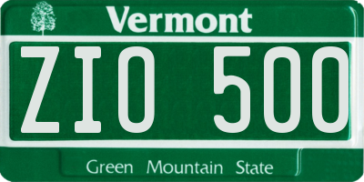 VT license plate ZIO500