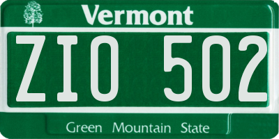 VT license plate ZIO502
