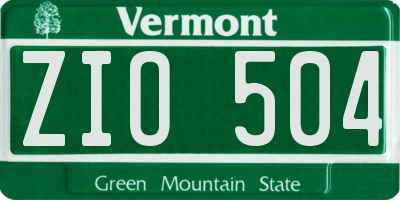 VT license plate ZIO504