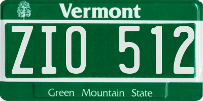VT license plate ZIO512