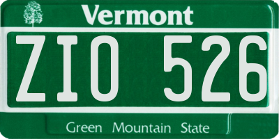 VT license plate ZIO526