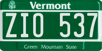 VT license plate ZIO537