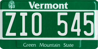 VT license plate ZIO545