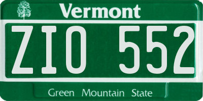 VT license plate ZIO552