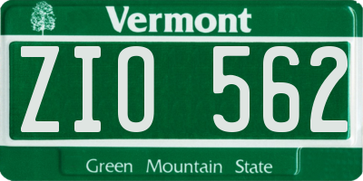 VT license plate ZIO562