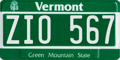 VT license plate ZIO567