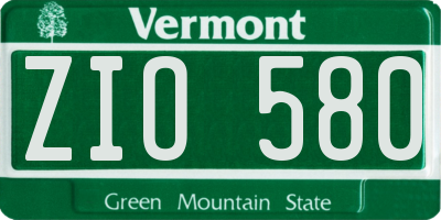 VT license plate ZIO580