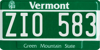 VT license plate ZIO583