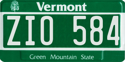 VT license plate ZIO584