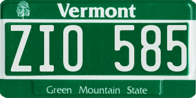 VT license plate ZIO585