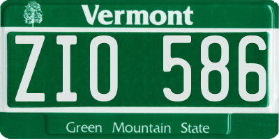 VT license plate ZIO586