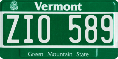 VT license plate ZIO589