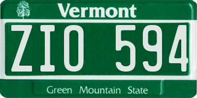 VT license plate ZIO594