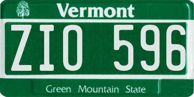 VT license plate ZIO596