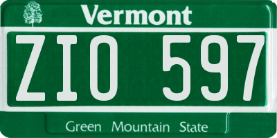 VT license plate ZIO597