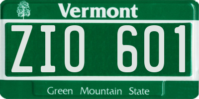 VT license plate ZIO601