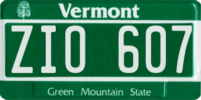 VT license plate ZIO607