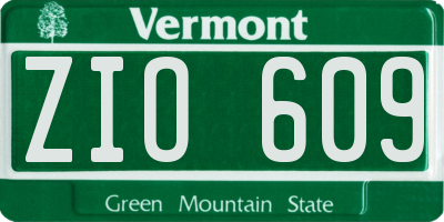 VT license plate ZIO609