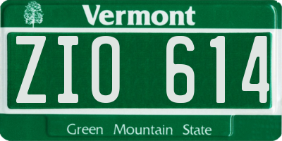 VT license plate ZIO614