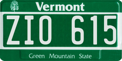 VT license plate ZIO615