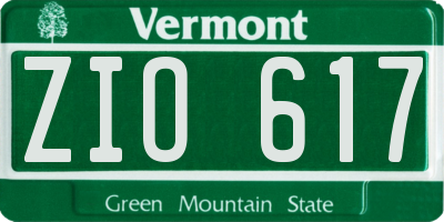 VT license plate ZIO617