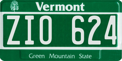 VT license plate ZIO624