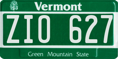 VT license plate ZIO627
