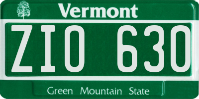 VT license plate ZIO630