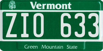 VT license plate ZIO633