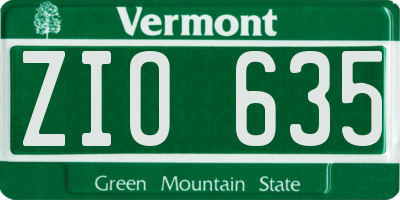 VT license plate ZIO635