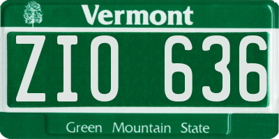 VT license plate ZIO636