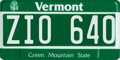 VT license plate ZIO640