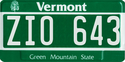 VT license plate ZIO643