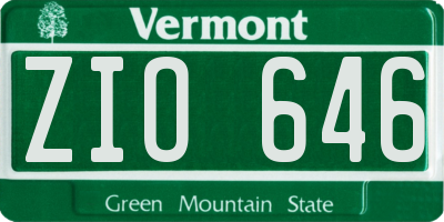 VT license plate ZIO646