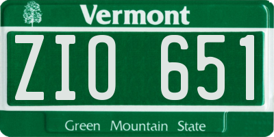 VT license plate ZIO651