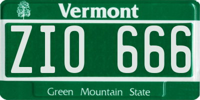 VT license plate ZIO666