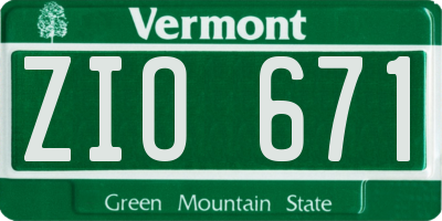 VT license plate ZIO671