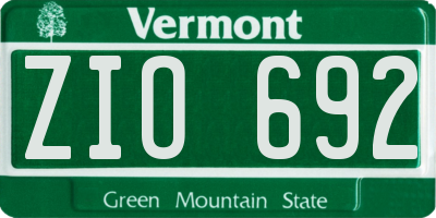 VT license plate ZIO692