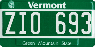 VT license plate ZIO693