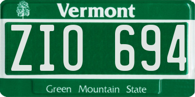 VT license plate ZIO694