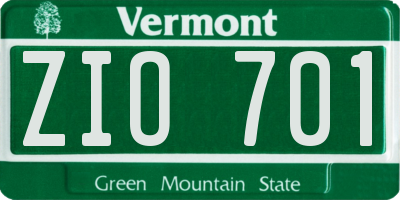 VT license plate ZIO701