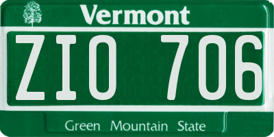 VT license plate ZIO706