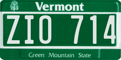 VT license plate ZIO714