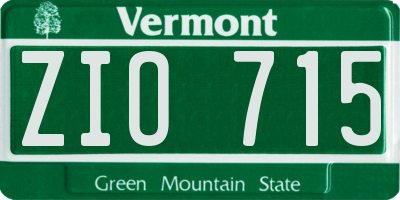 VT license plate ZIO715