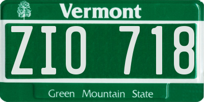 VT license plate ZIO718