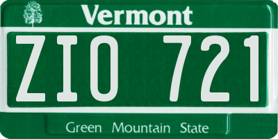 VT license plate ZIO721